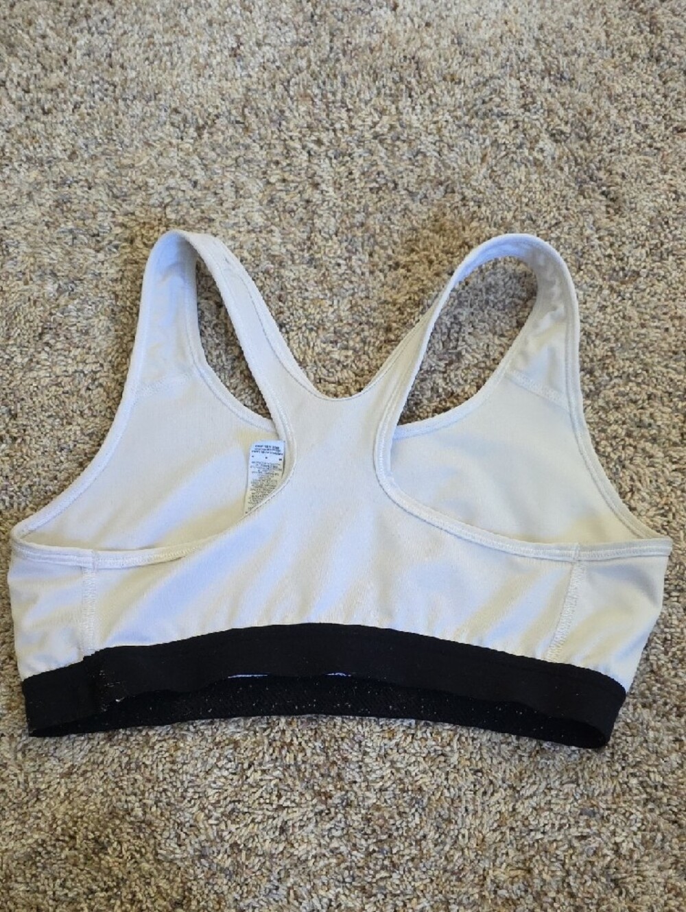 Nike White Sports Bra with Black Underband and Logo Size Medium - Picture 3 of 3